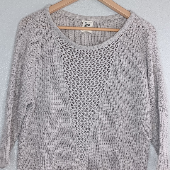 LA'T by L'Agence Open Knit-Paneled 100% Silket Cotton Jumper Sweater - Picture 4 of 16